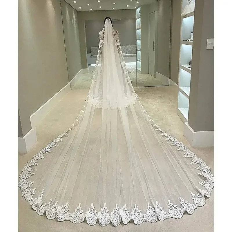 Long Tulle Wedding Bridal Veil Lace Wedding Veil 2026 Bridal Bride