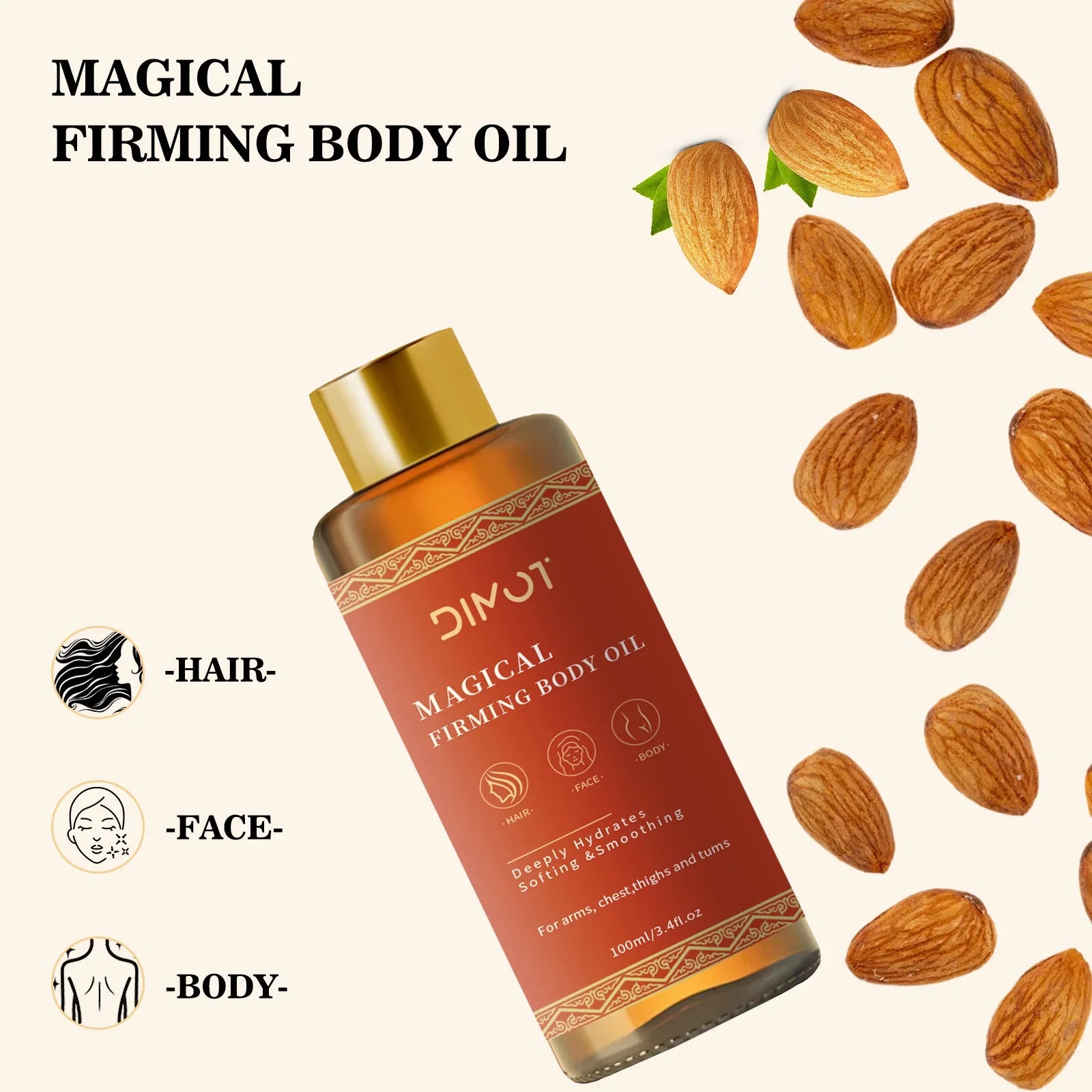 Body Oil Magic Luxury  Tightening Firming Chest Thighs Deeply Moisturizing Oil