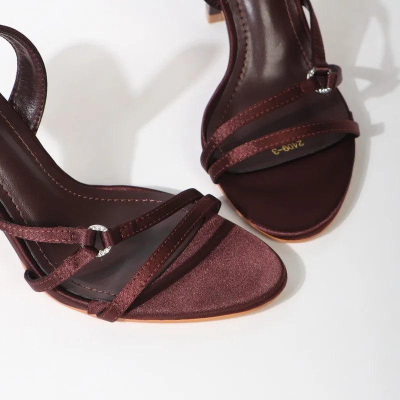 Women's Cross-Strap Sandals Elegant High Heels with Buckle Decor for Party