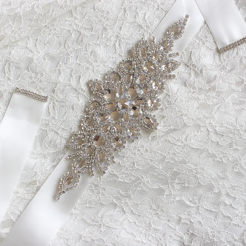 Bridal Belt With Crystal Rhinestones Handmade Wedding Belt