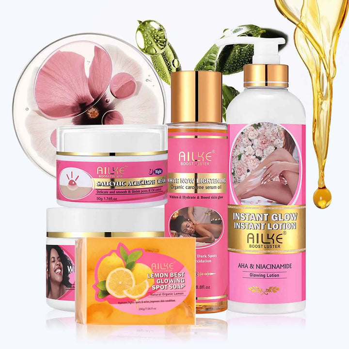 AILKE Natural Skin Brightening Set, Clean Darkness Improve and Dry Skin