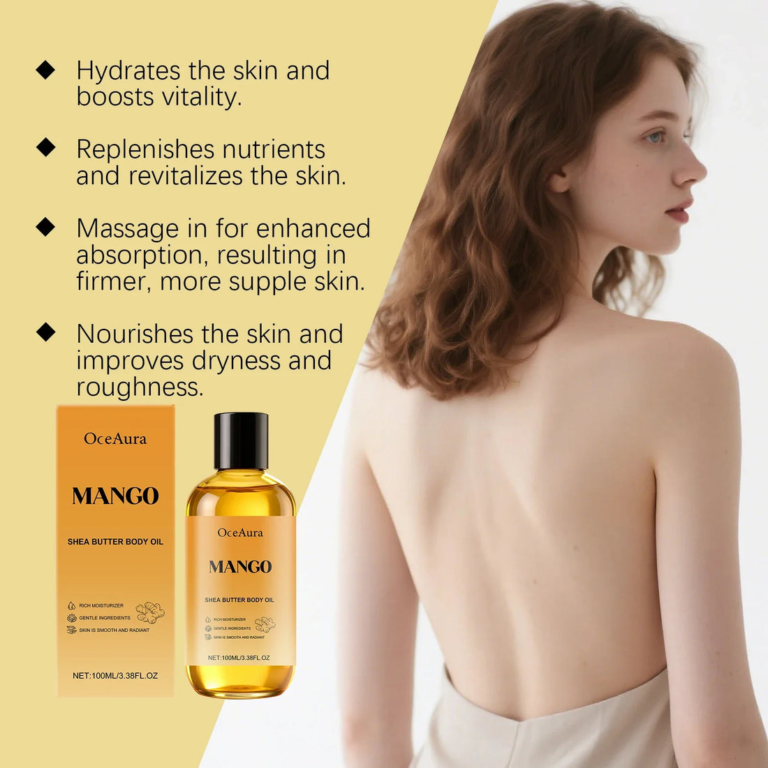 Luxury Mango & Shea Body Oil for Dry Skin Deep Nourishing Moisturize
