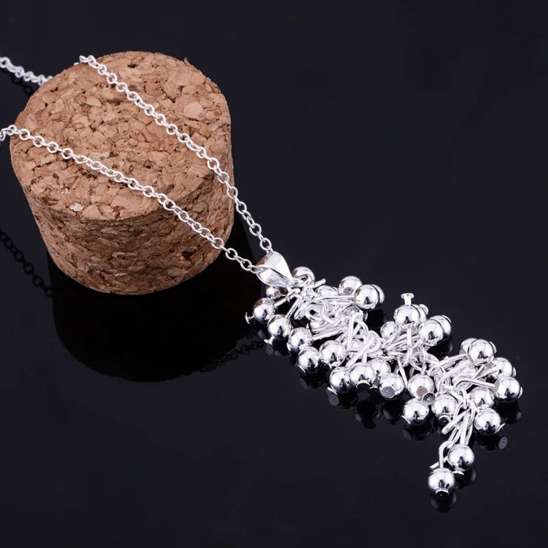 Popular brands Fine Grape beads bangle 925 Sterling Silver Jewelry set