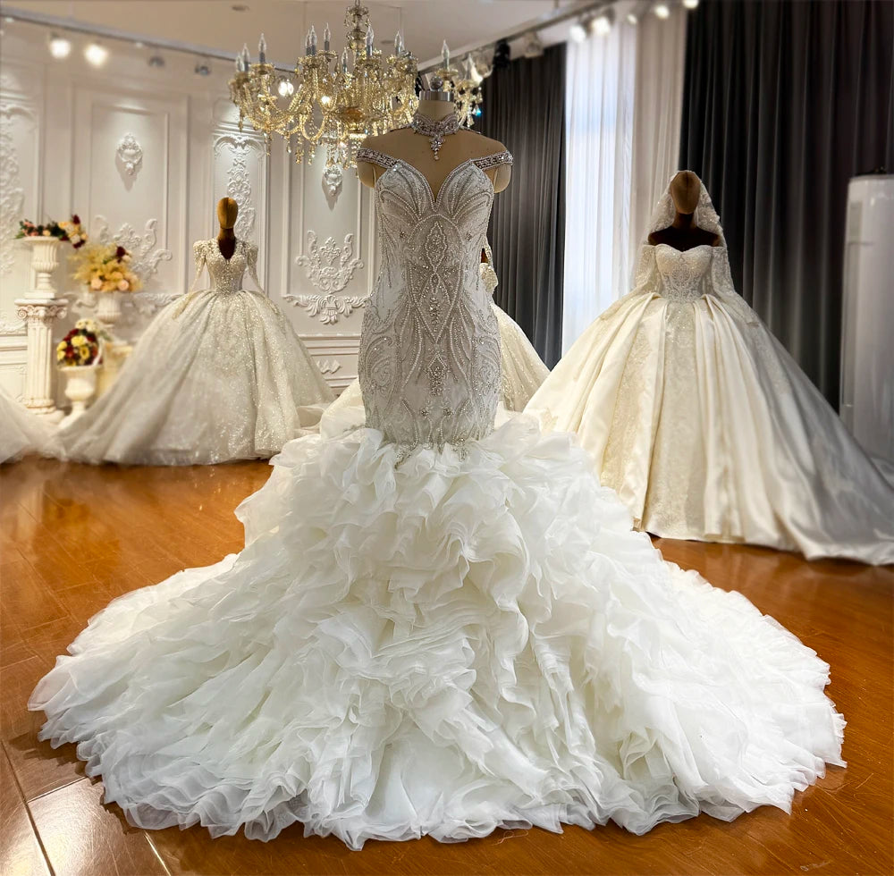 Customized NS5071 Heavy Beading Mermaid Wedding Bridal Dress