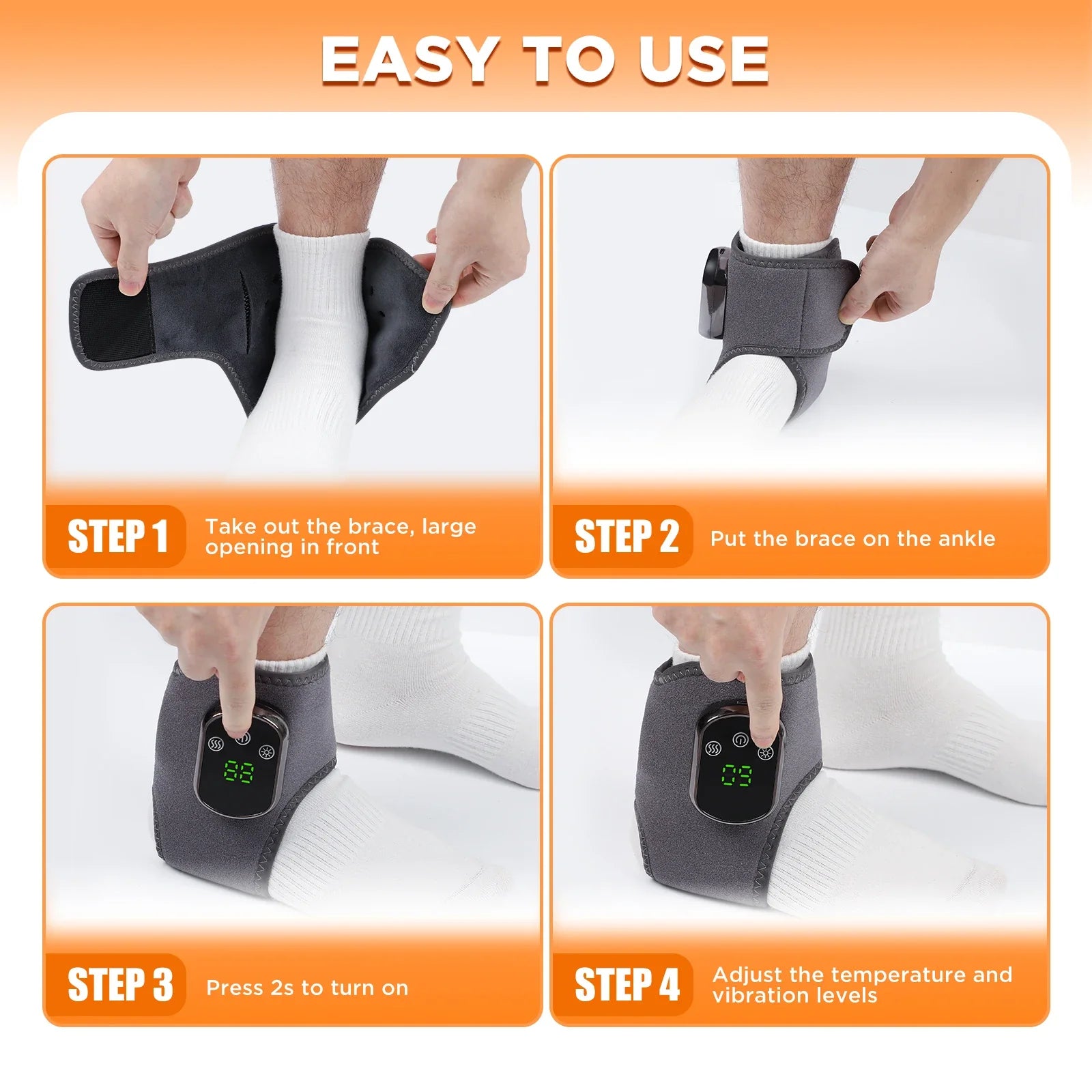 Electric Ankle Massager 5 Level Hot Compress Ankle Brace Relaxation