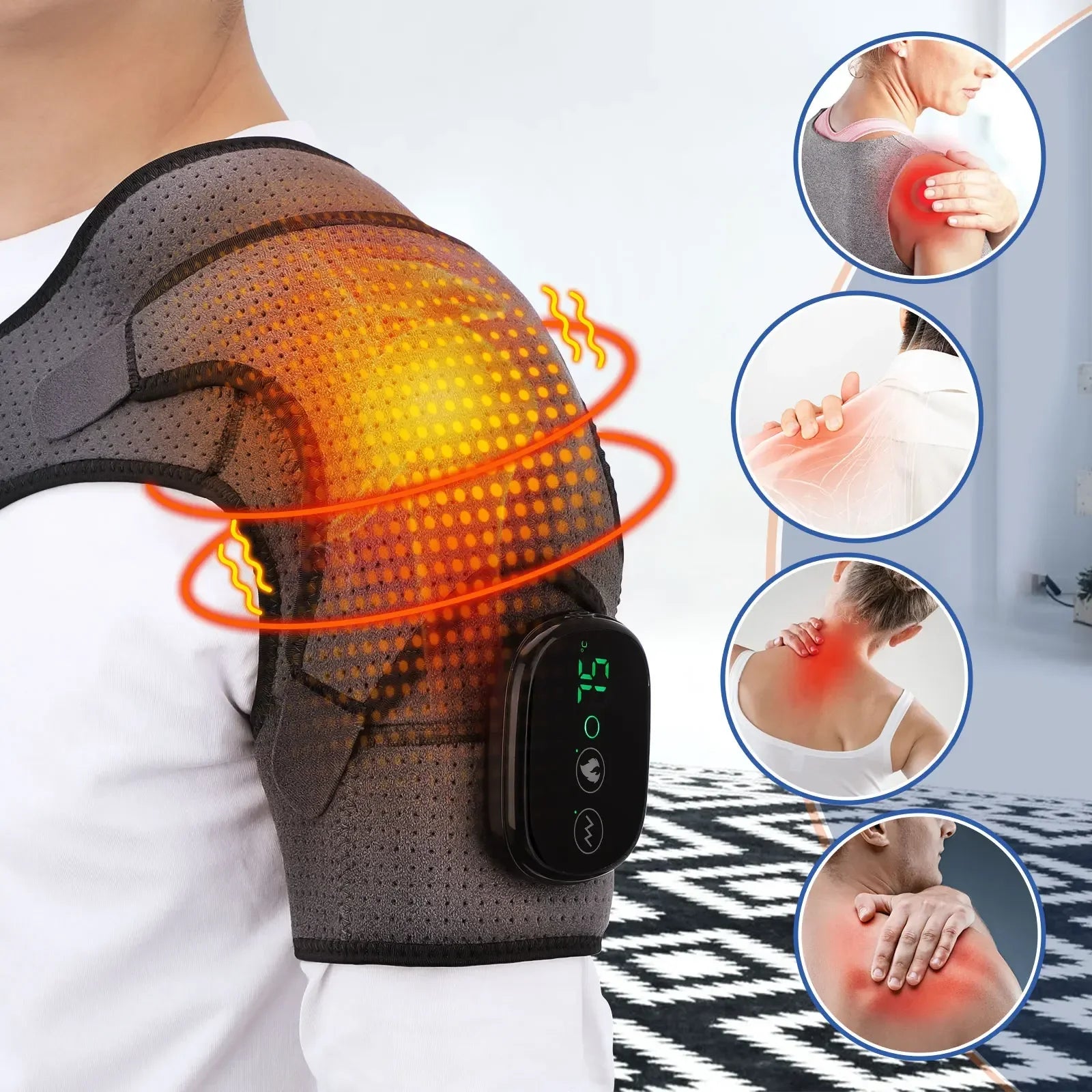 Electric Heating Shoulder Massage Belt Back Shoulder Brace Compress