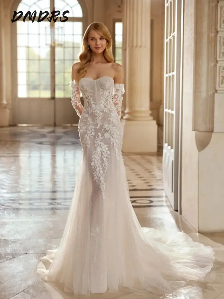 Elegant Sweetheart Wedding Dress Charming Lace Bridal Gown Classic