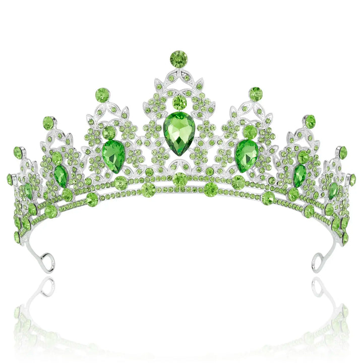 Green Crown Crystal Birthday Tiara Girl's Headpiece Wedding Princess Gifts