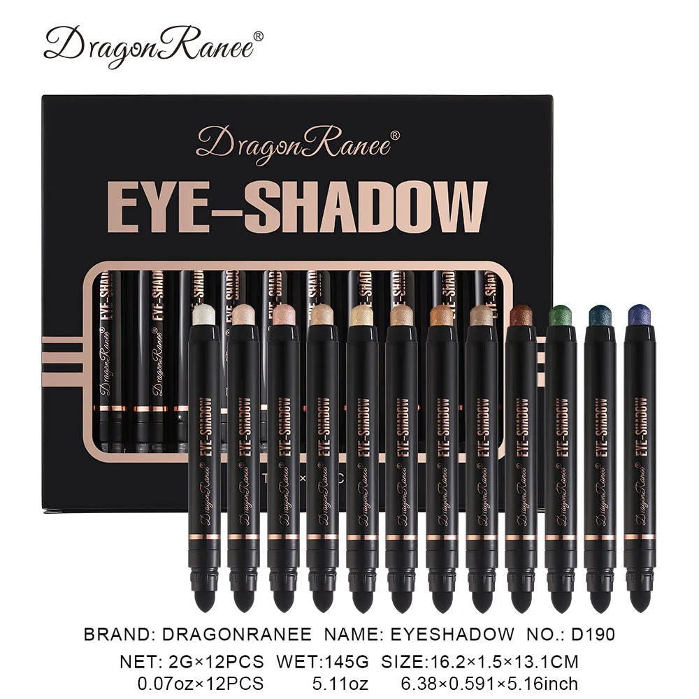 12-Piece Eye Shadow Pen Set, Pearlescent Fine Shimmer Delicate Silky