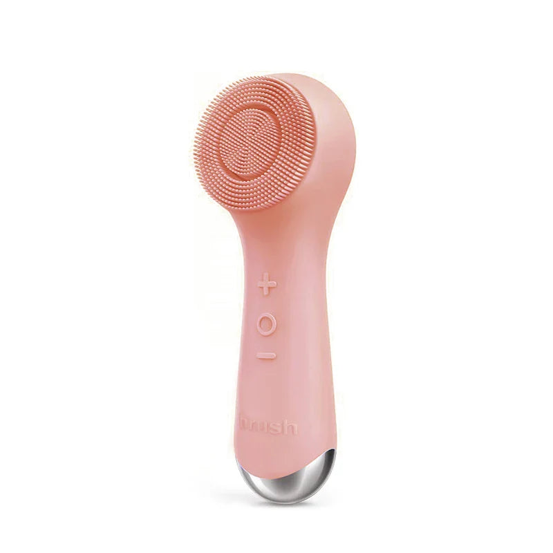 Facial silicone cleansing brush with dual rotation and vibration modes