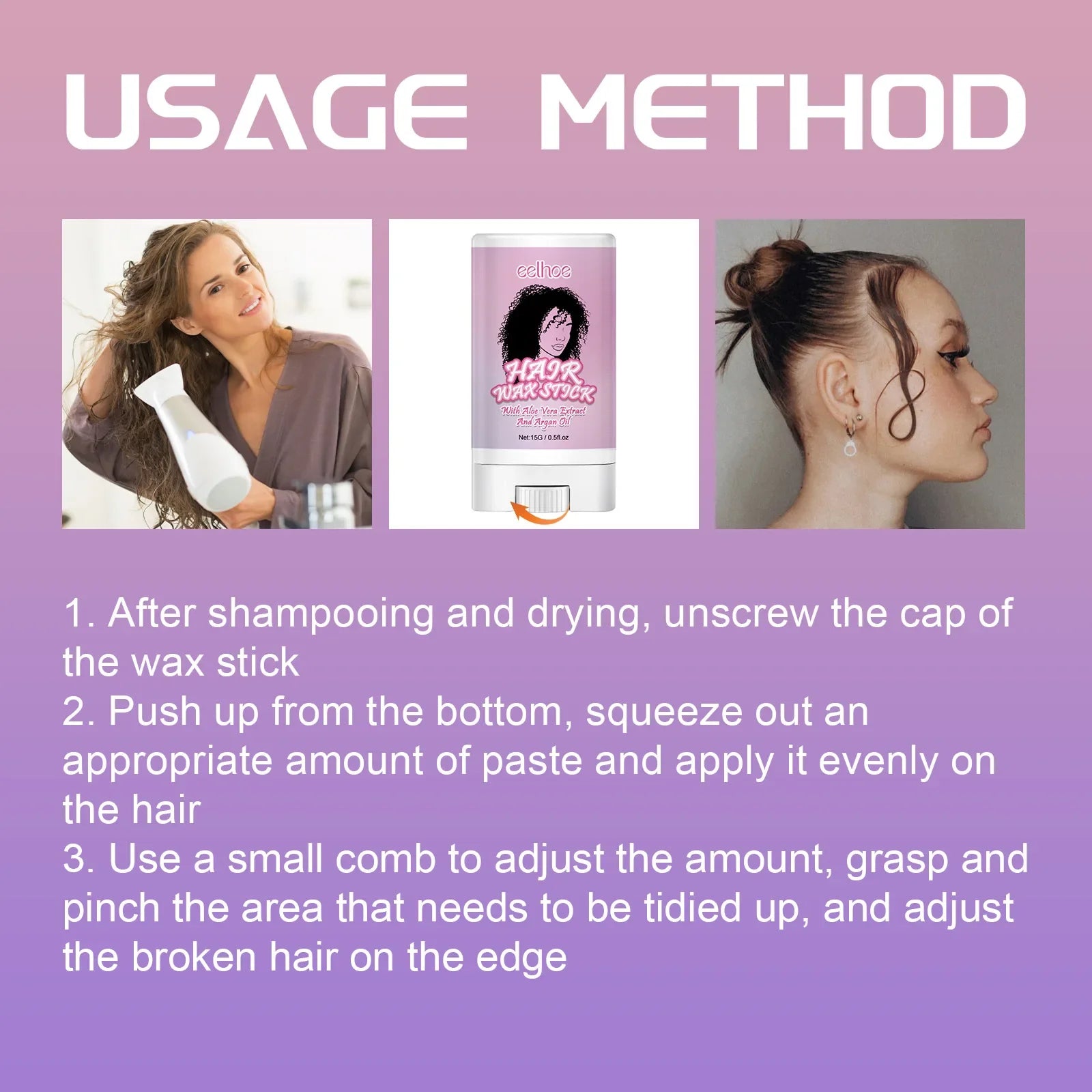 Eelhoe Solid Hair Wax Stick Keep Fixed Prevents Frizz Reduce Control Sticks