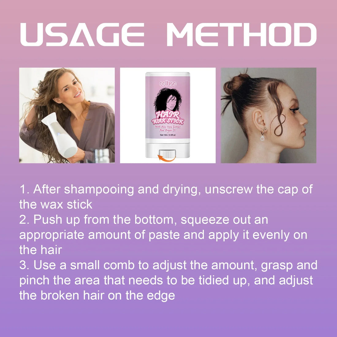 Eelhoe Solid Hair Wax Stick Keep Fixed Prevents Frizz Reduce Control Sticks