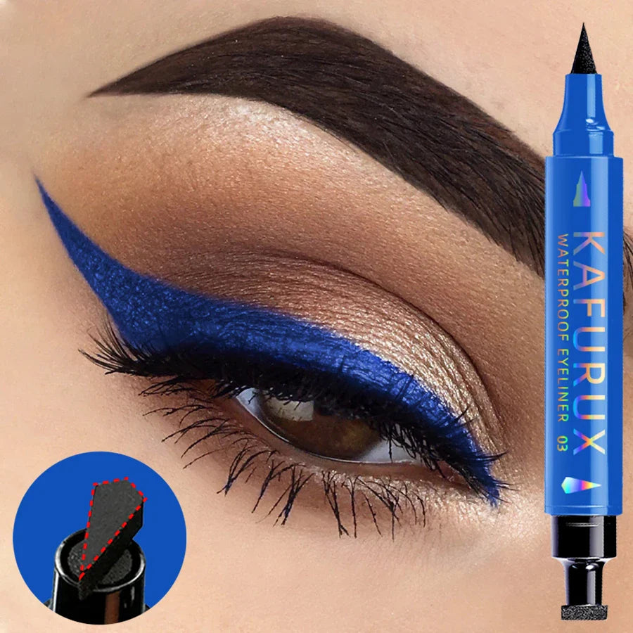 3-color Dual-ended stamp pen eyeliner smooth quick-drying eye makeup