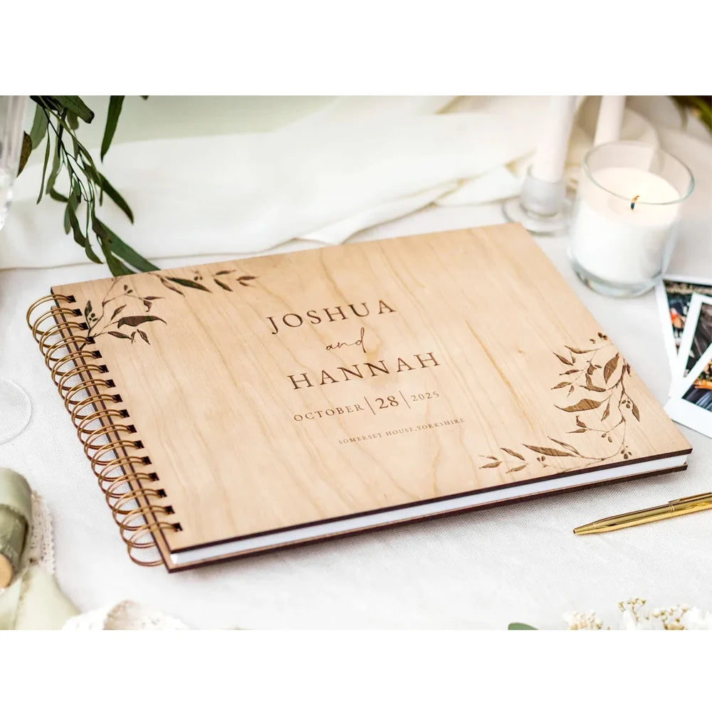 Personalized Guest Book Wooden Wedding Guest Book Personalized Photo Album