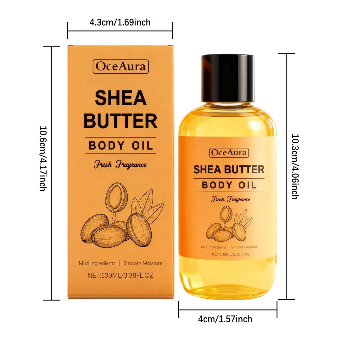 Shea Butter Body Oil Lightweight Fast Absorbing for Dry Rough Skin
