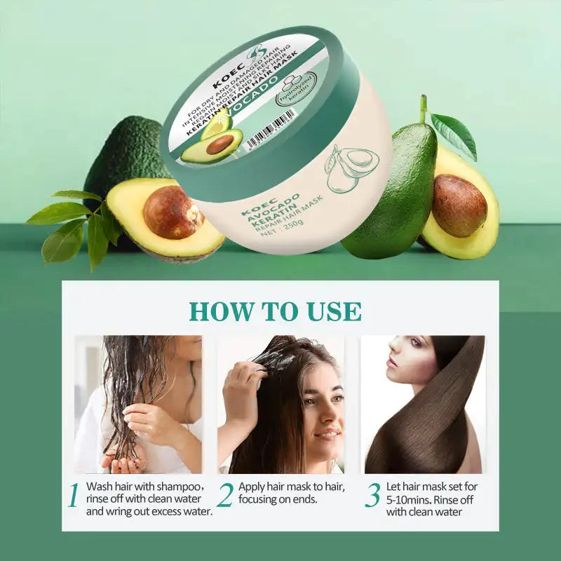 250g KOEC Avocado Repairing Hair Mask Moisturizing Nourishing