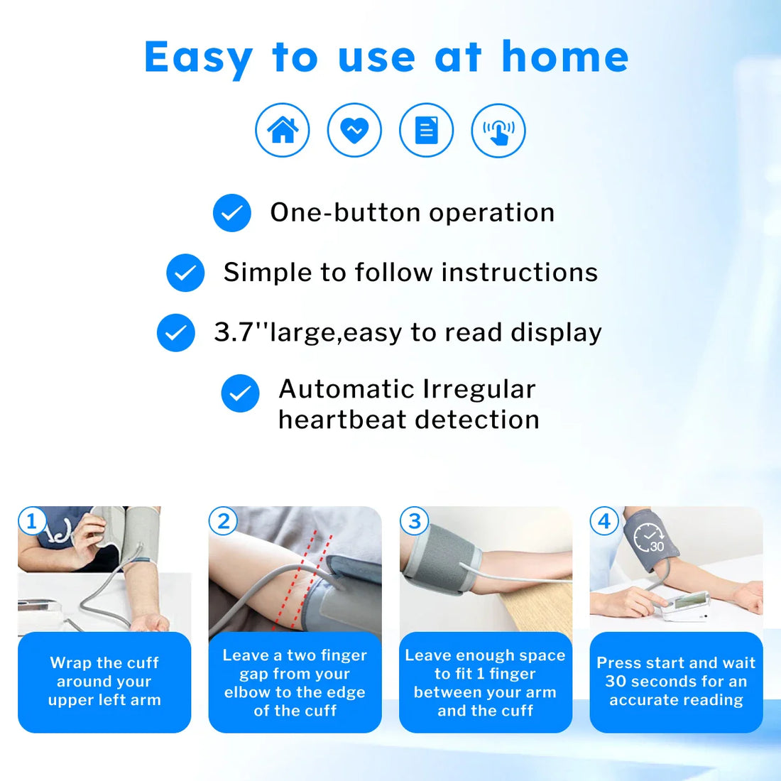 Blood Pressure Monitor Tensiometer Upper Arm Automatic Digital BP