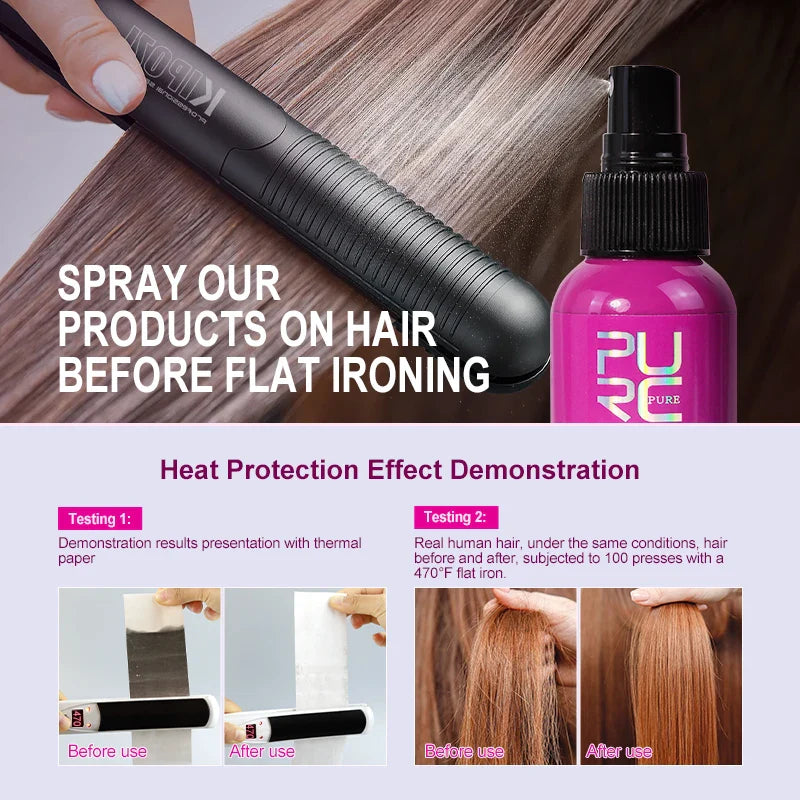 PURC Argan Oil Heat Protection Spray Smoothing Prevent Frizz Dry Hair