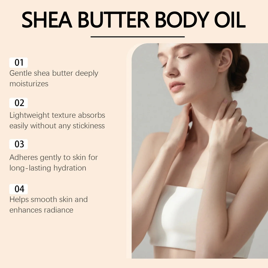 Shea Butter Body Oil Lightweight Fast Absorbing for Dry Rough Skin