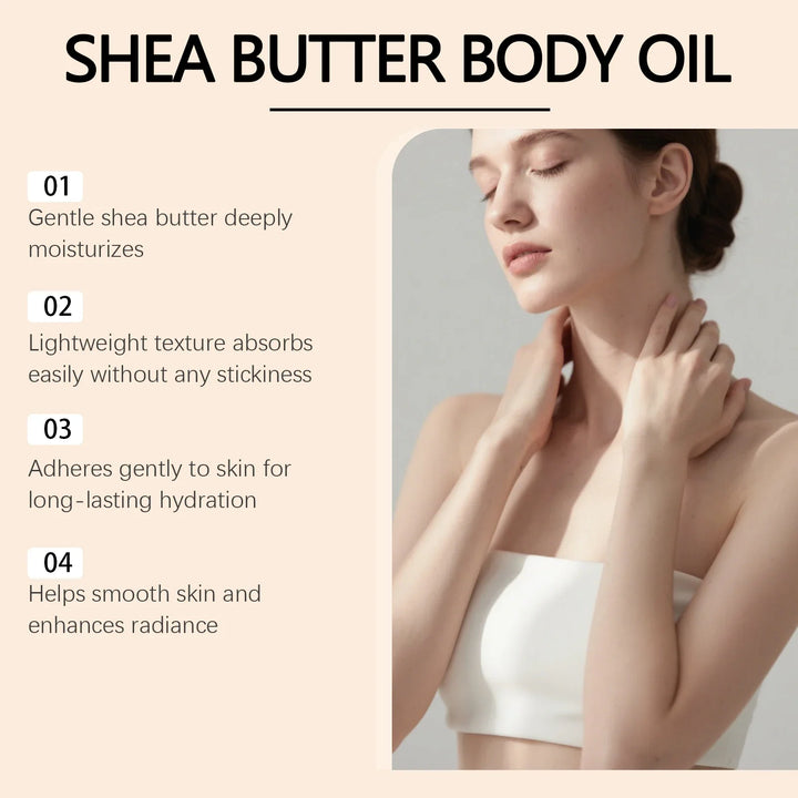 Shea Butter Body Oil Lightweight Fast Absorbing for Dry Rough Skin