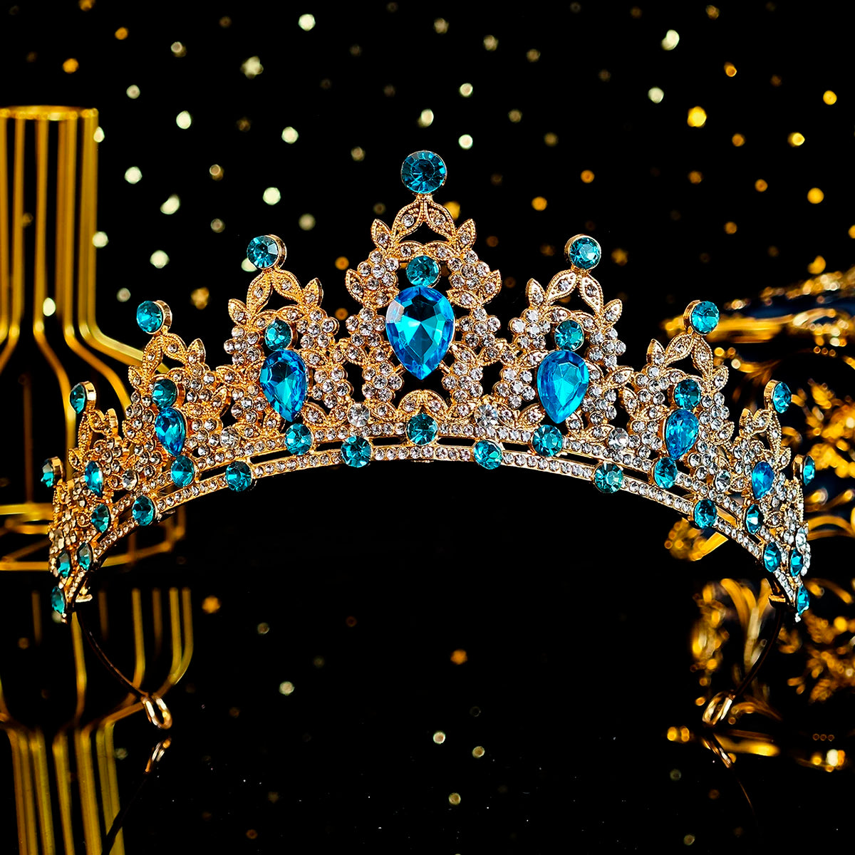 Green Crown Crystal Birthday Tiara Girl's Headpiece Wedding Princess Gifts