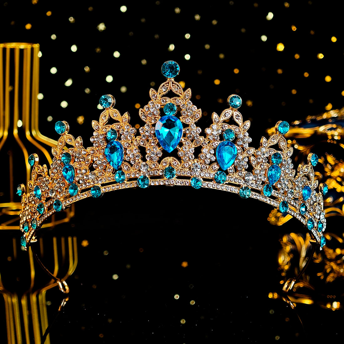 Green Crown Crystal Birthday Tiara Girl's Headpiece Wedding Princess Gifts