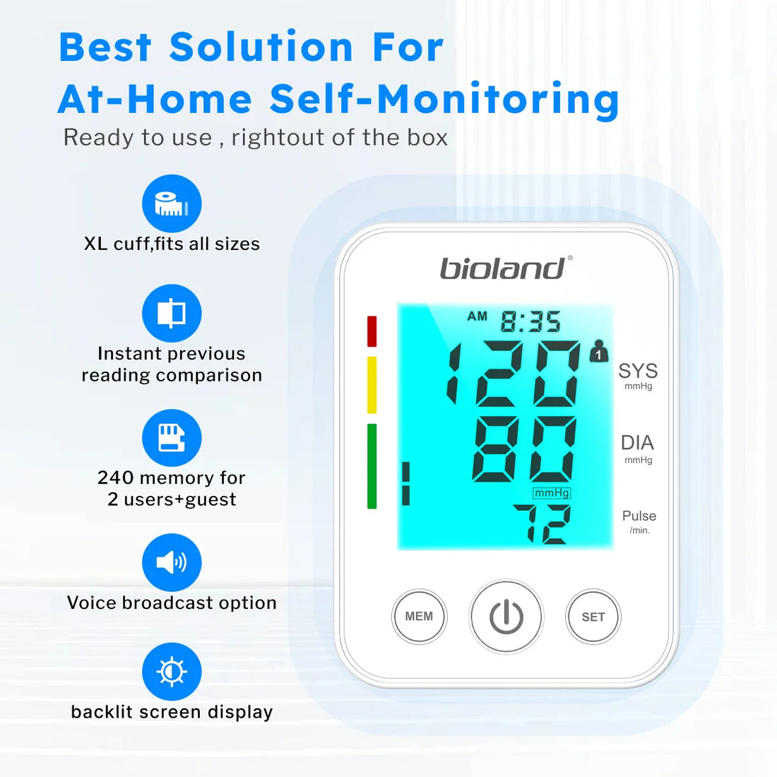 Blood Pressure Monitor Tensiometer Upper Arm Automatic Digital BP