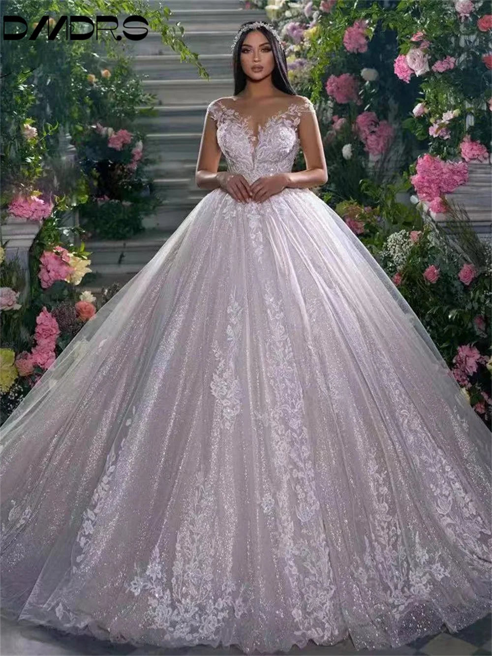 Elegant A line Wedding Dress Romantic Lace luxury wedding dress