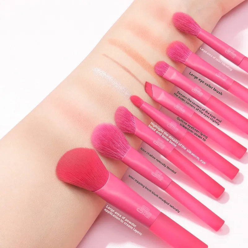Goat Hair Red Color Makeup Brushes Set Cosmetic Powder Eye Shadow Blush