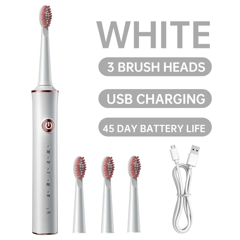 New N100 Sonic Electric Toothbrush Adult Timer Brush 6 Mode USB Charger