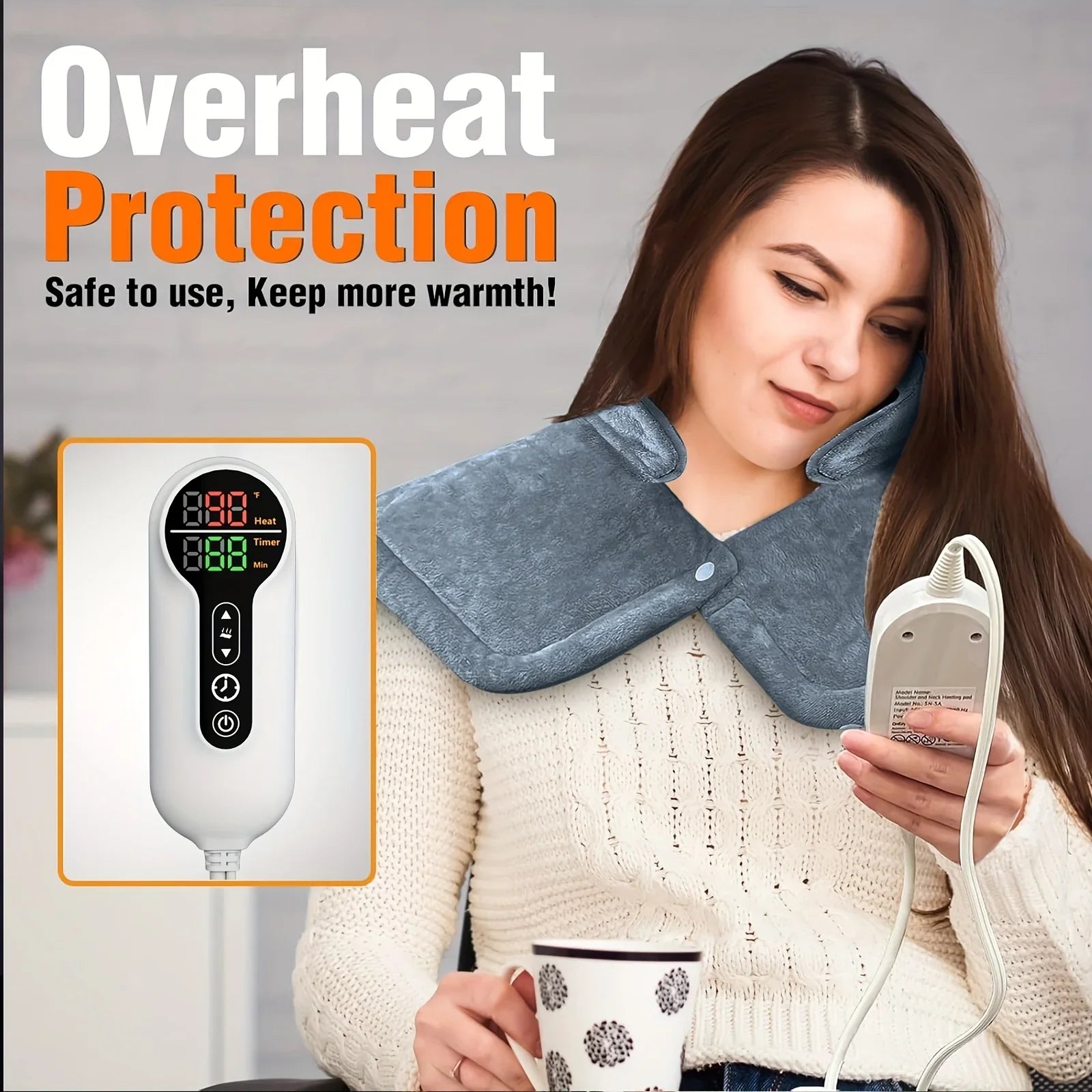 Neck & Shoulder Electric Heating Pad - Weighted 6 Heat  4 Timers Auto-Off