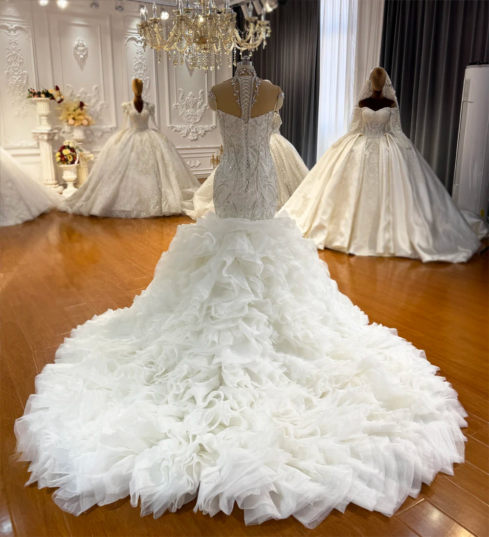 Customized NS5071 Heavy Beading Mermaid Wedding Bridal Dress