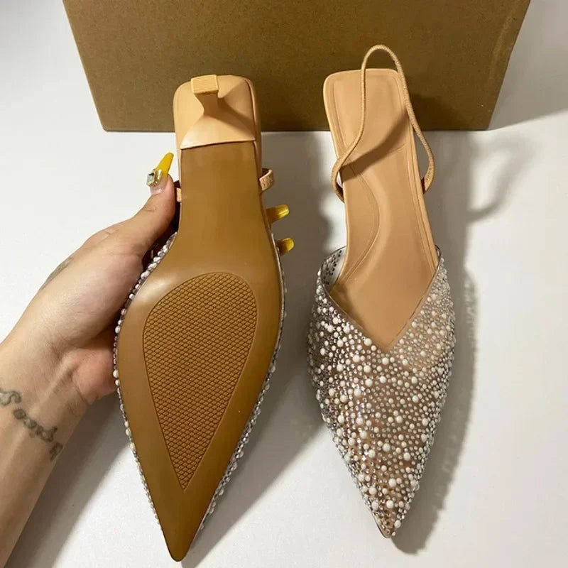 Women's High Heeled Sandals Transparent Pointed Toe Elegant