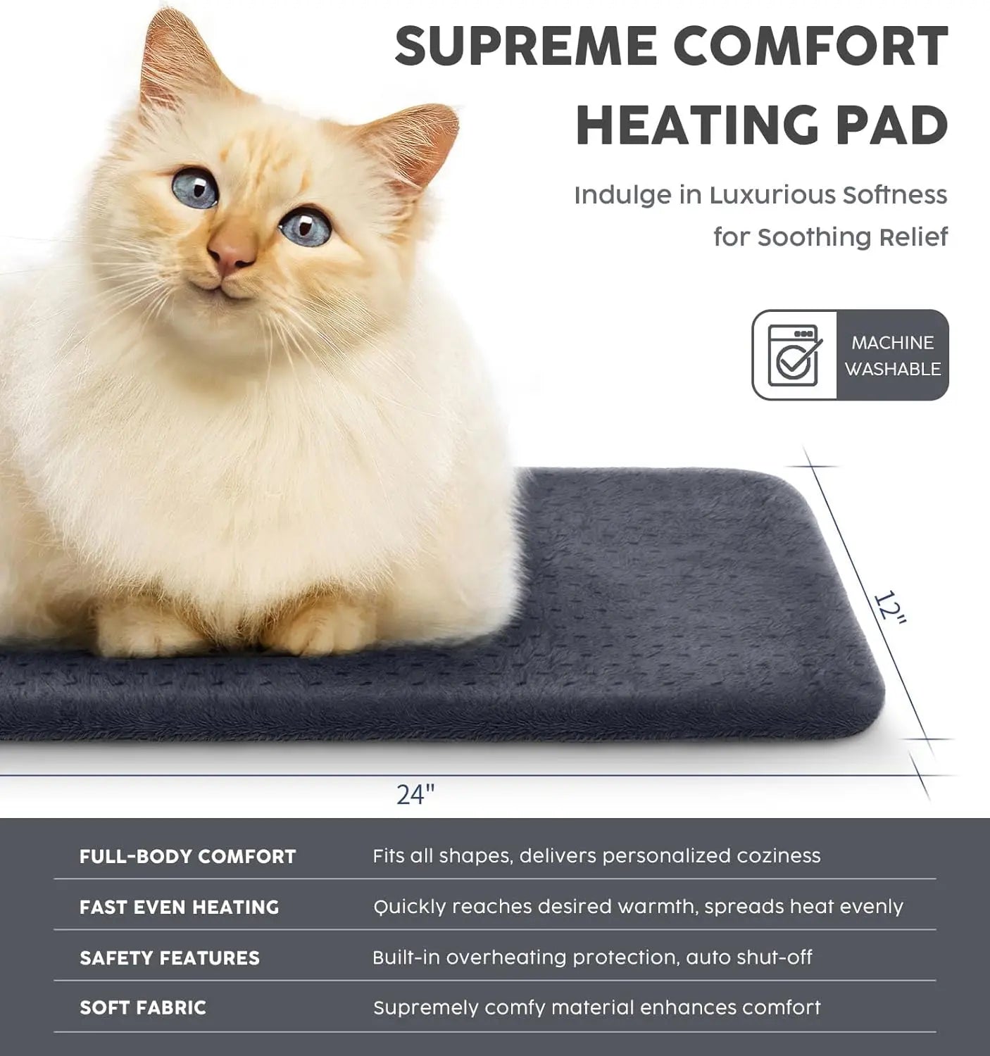 Electric Heating Pad for Back Pain Cramps, Neck & Shoulder