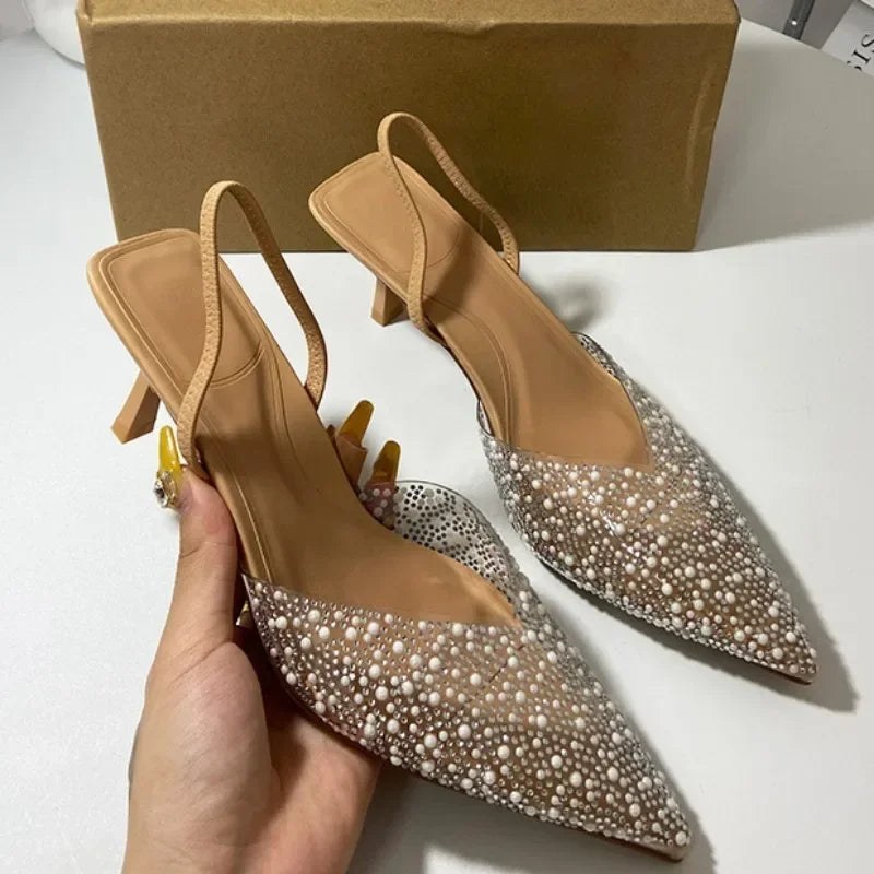 Women's High Heeled Sandals Transparent Pointed Toe Elegant