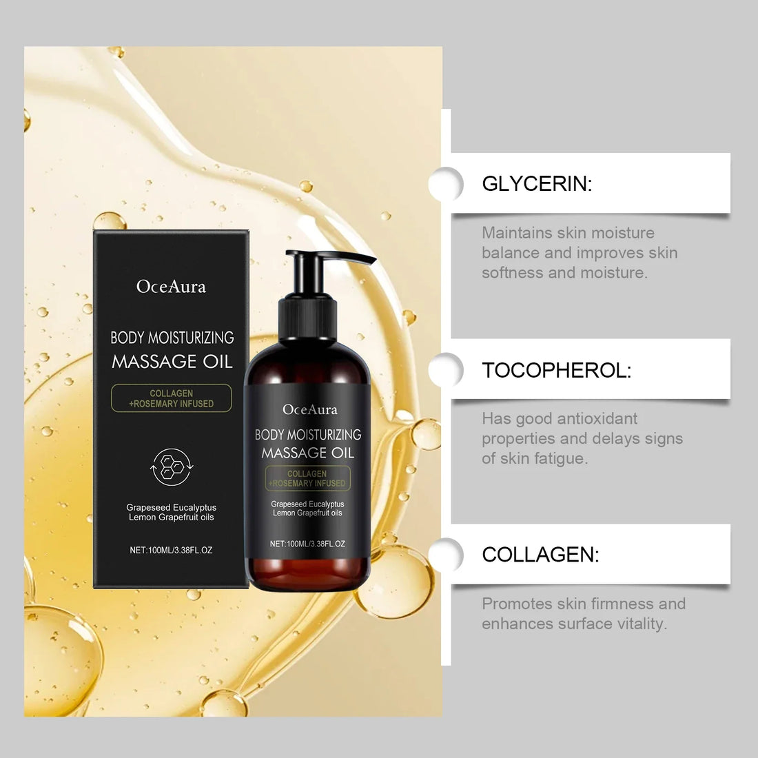 Collagen Lifting Body Oil Rosemary Fragrance Firming Massage Oil