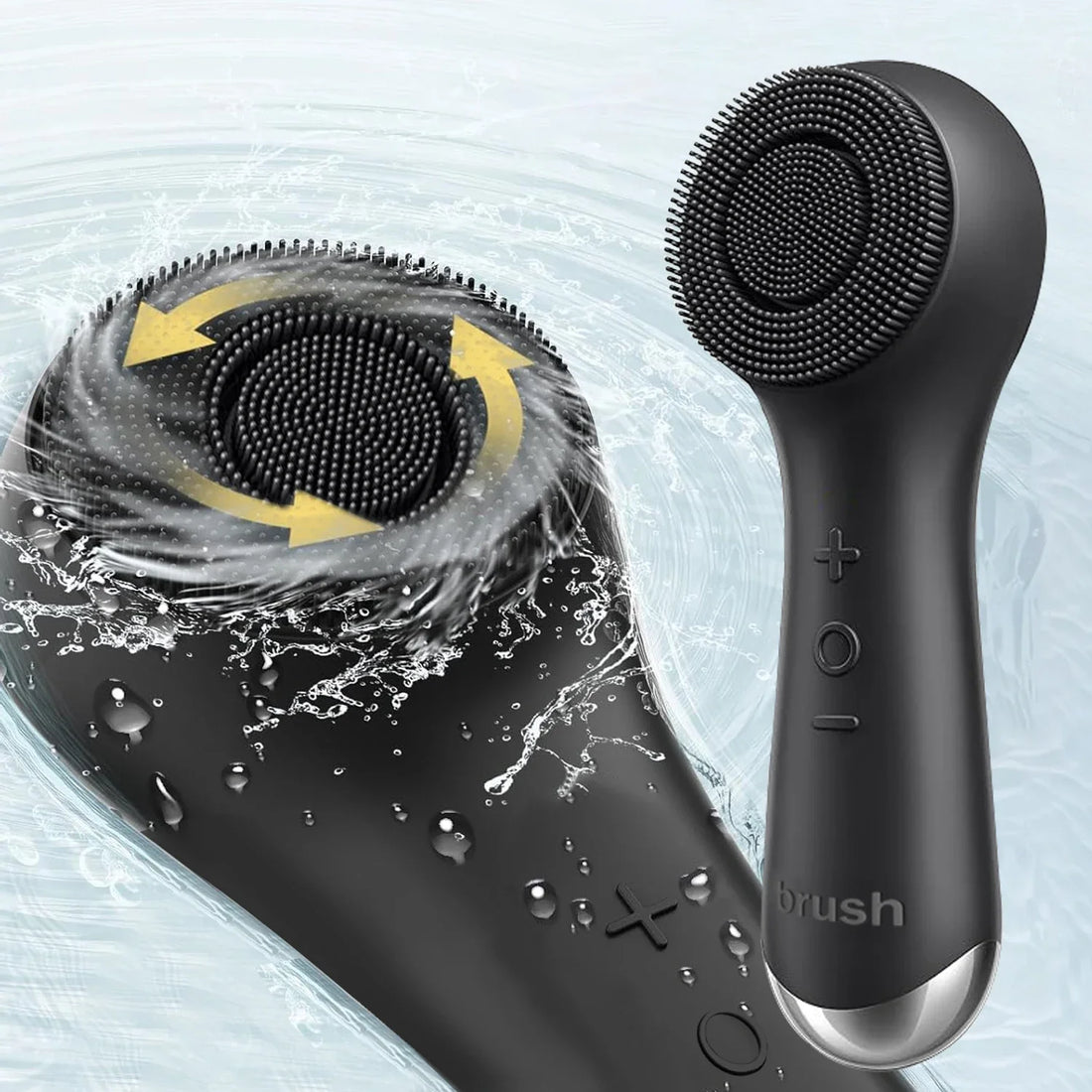 Facial silicone cleansing brush with dual rotation and vibration modes