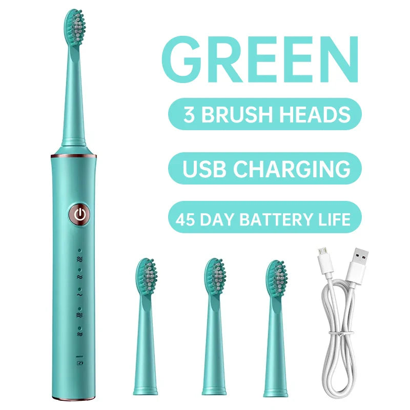 New N100 Sonic Electric Toothbrush Adult Timer Brush 6 Mode USB Charger
