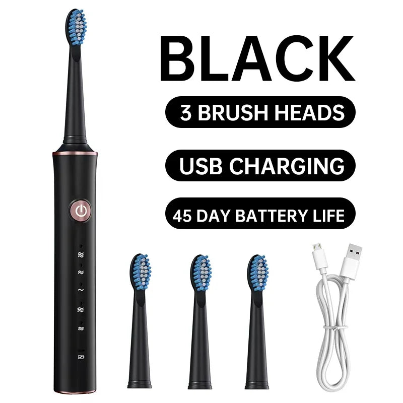 New N100 Sonic Electric Toothbrush Adult Timer Brush 6 Mode USB Charger
