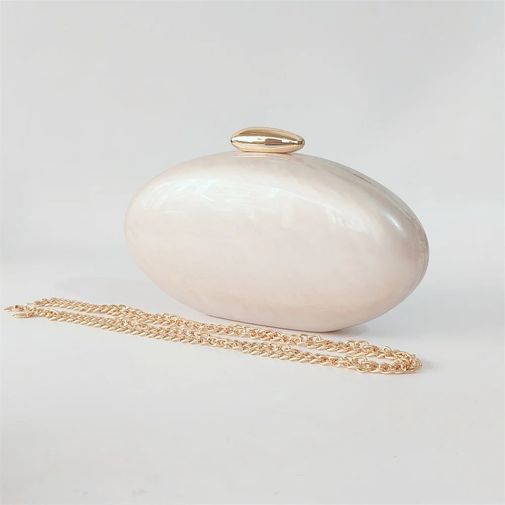 Handbag Summer Female Purse Egg Shape Clutch Bag  Pearl Purse