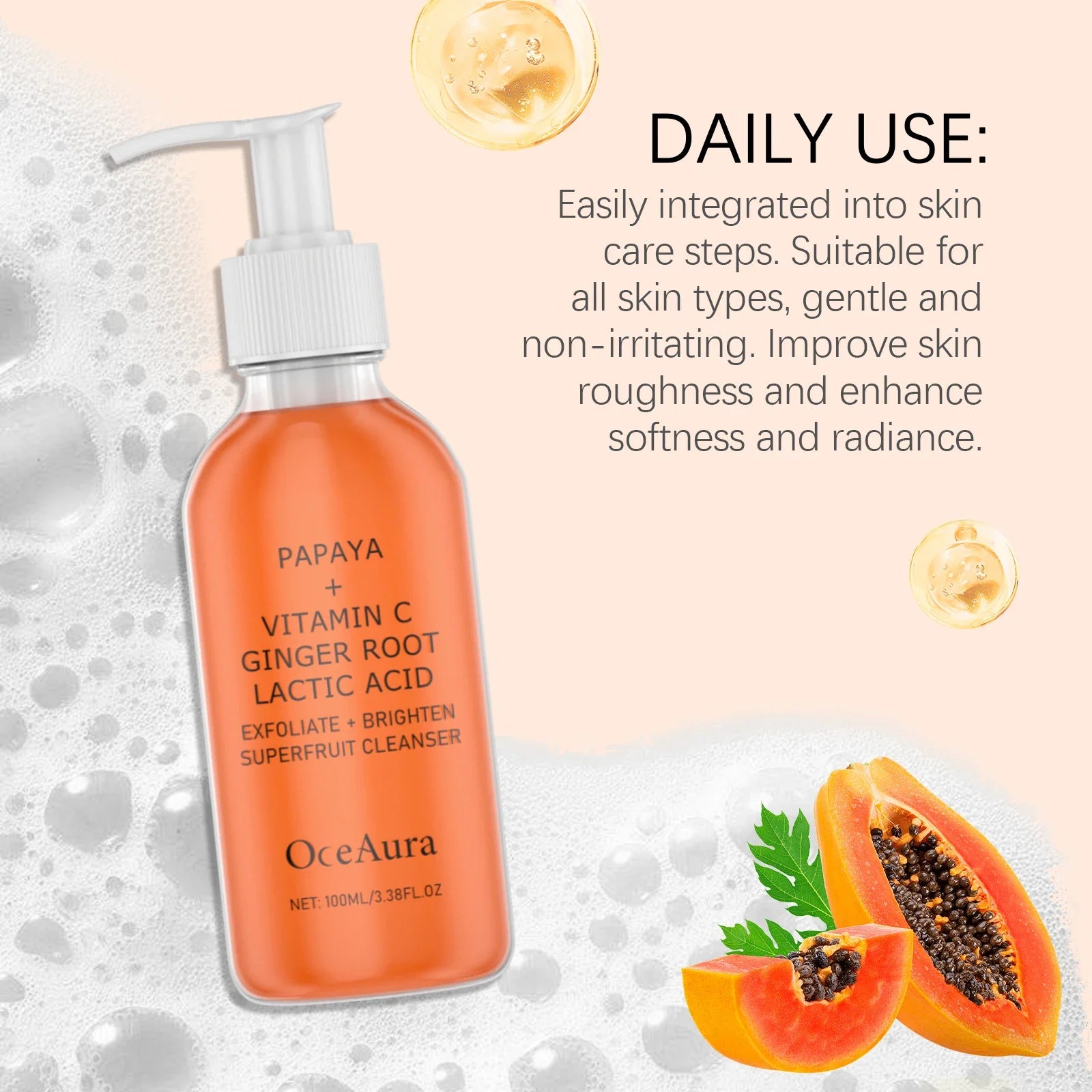 Papaya Face Wash Deep Exfoliating Oil Control Blackheads Cleanser