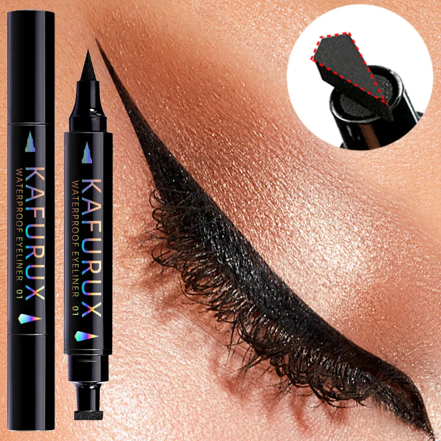 3-color Dual-ended stamp pen eyeliner smooth quick-drying eye makeup