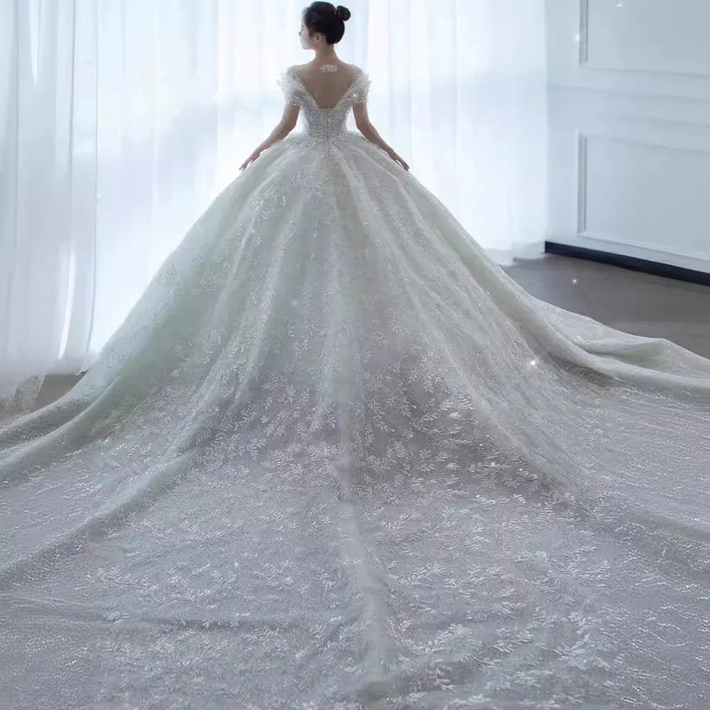 Princess Sexy Luxury Crystal Beaded Wedding Dress luxury wedding dress