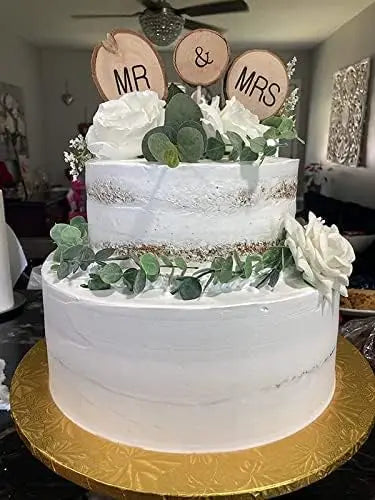 3 Pcs Mr & Mrs Toppers Natural Wood Cake Decoration Chic Rustic Wedding