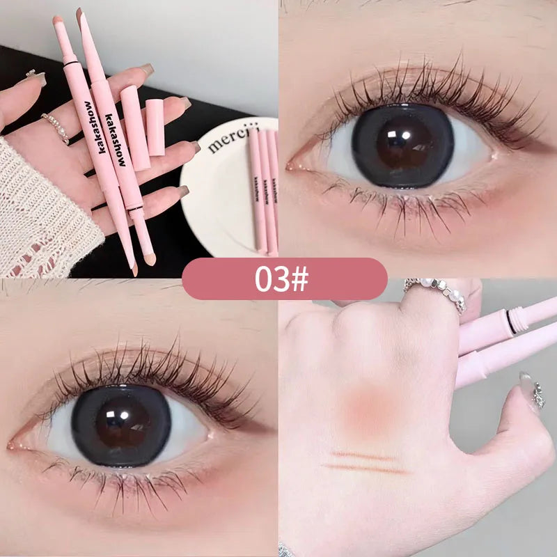 Women Double Lying Silkworm Eyeliner Pencil Diamond Glitter Matte Makeup