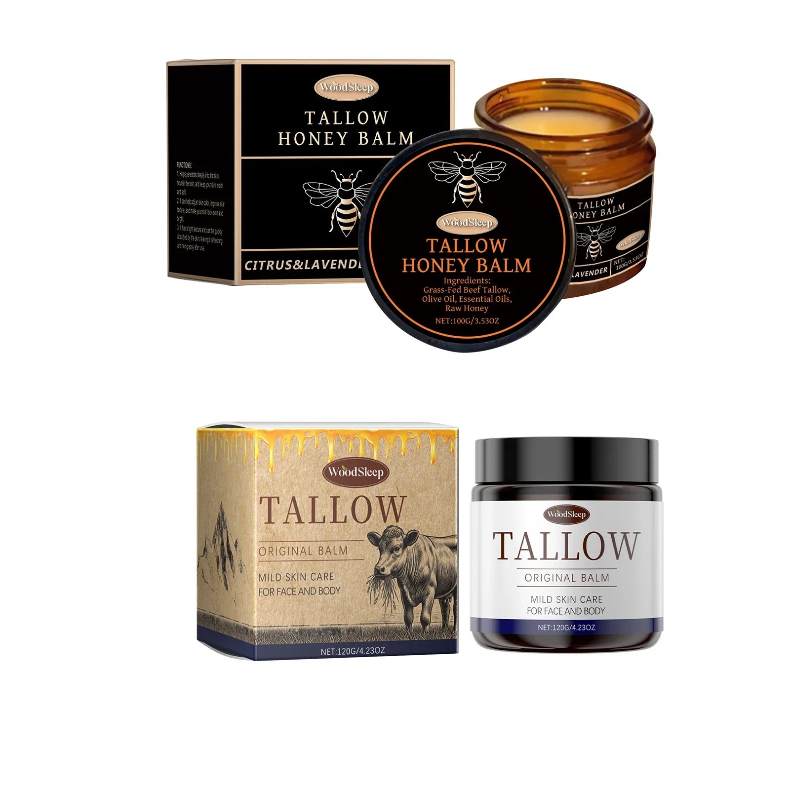 Multi Purpose Tallow Honey Balm Deep Moisturizing Nourishing Body Care