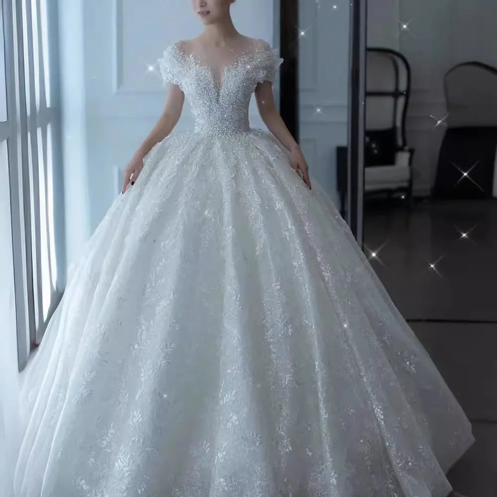Princess Sexy Luxury Crystal Beaded Wedding Dress luxury wedding dress