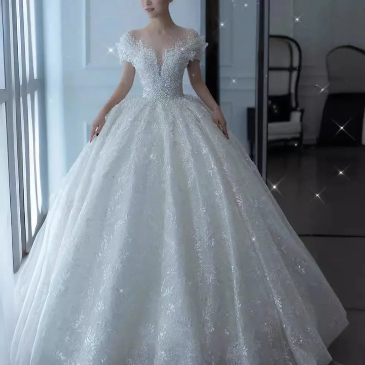 Princess Sexy Luxury Crystal Beaded Wedding Dress luxury wedding dress