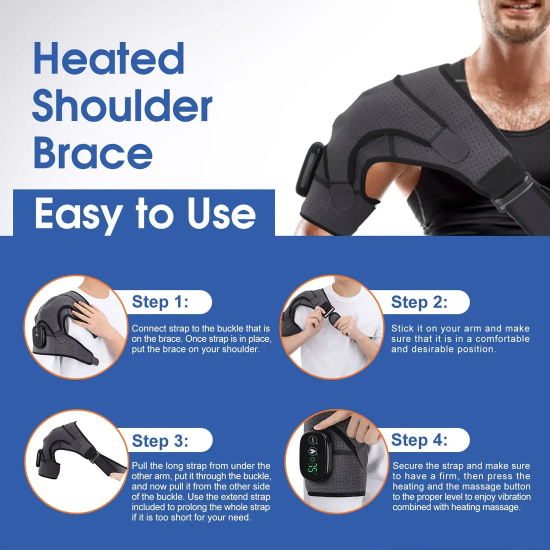 Electric Heating Shoulder Massage Belt Back Shoulder Brace Compress