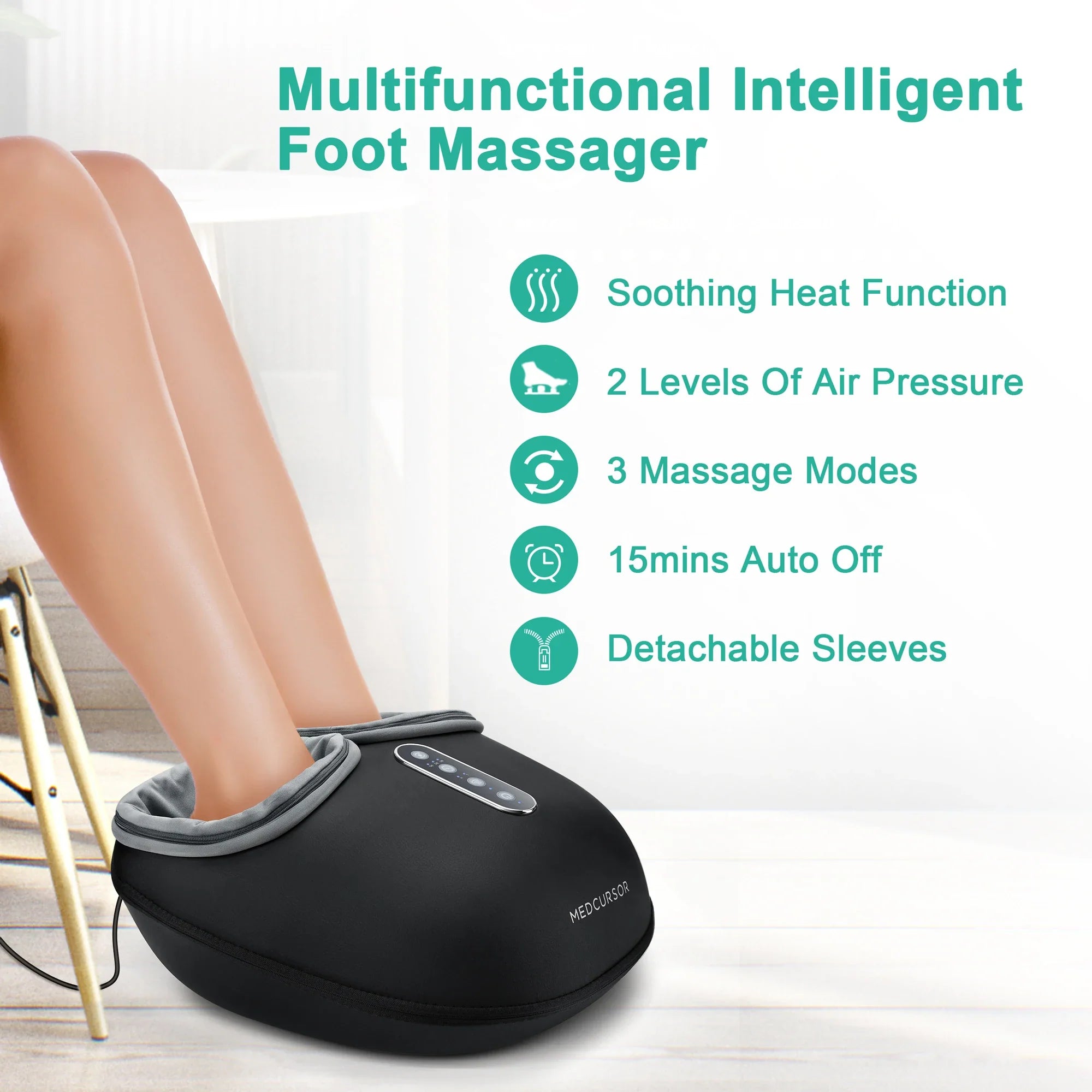 Medcursor Shiatsu Foot Massager Machine with Heat Roller Muscle